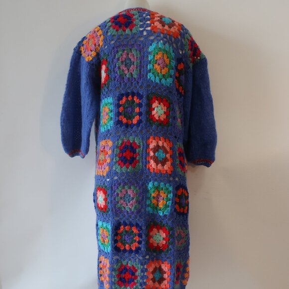 NWT Womens Tina Demel 79 Multicolor Crochet Stella Duster Cardigan Sweater OS - Picture 10 of 13